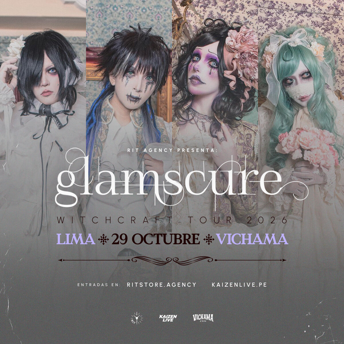 GLAMSCURE — Ancient Runes Tour Lima 2026 GLAMSCURE — Ancient Runes Tour Lima 2026. Capítulo III: Dramatic Romantic Visual Kei directo desde Tokio a Sudamérica.